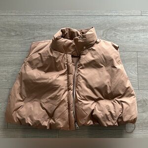 COS Open-Sided Quilted Puffer Wrap – Warm Taupe / Camel